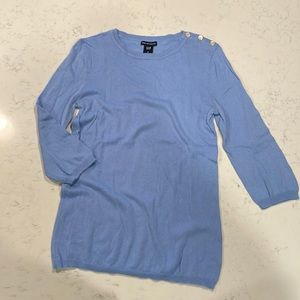 GAP Light Blue Crewneck Sweater with Shoulder Buttons